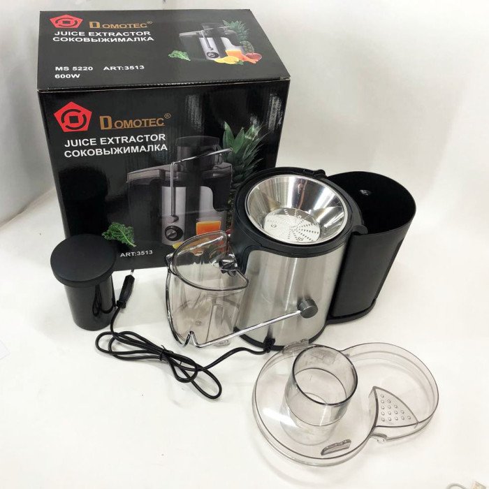 Електричний соковитискач Domotec MS-5220/3513 2 швидкості віджиму 600 W, соковитискач для моркви