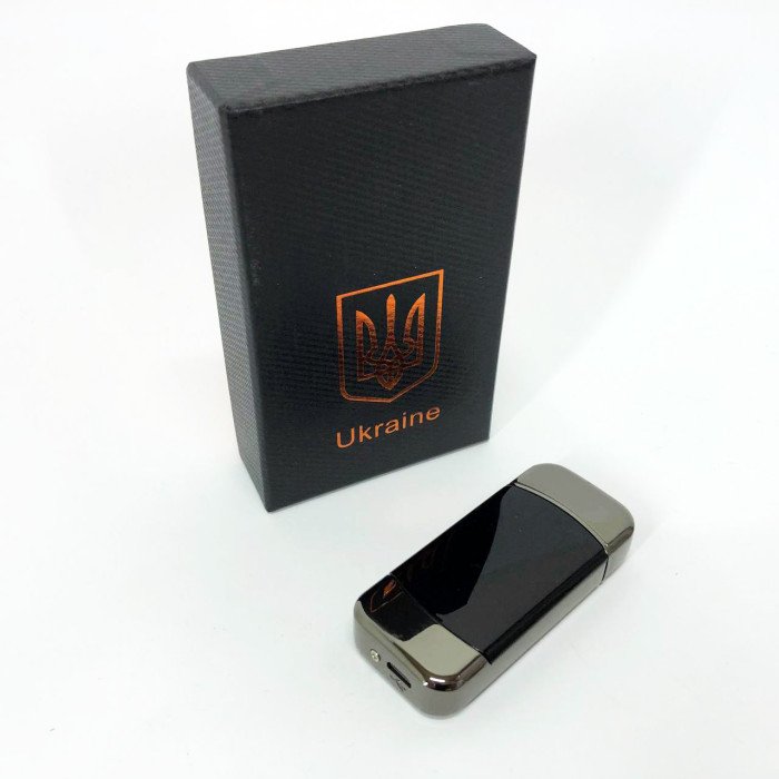 Дугова електроімпульсна запальничка із USB-зарядкою Україна LIGHTER HL-439, із зарядкою. Колір: чорний