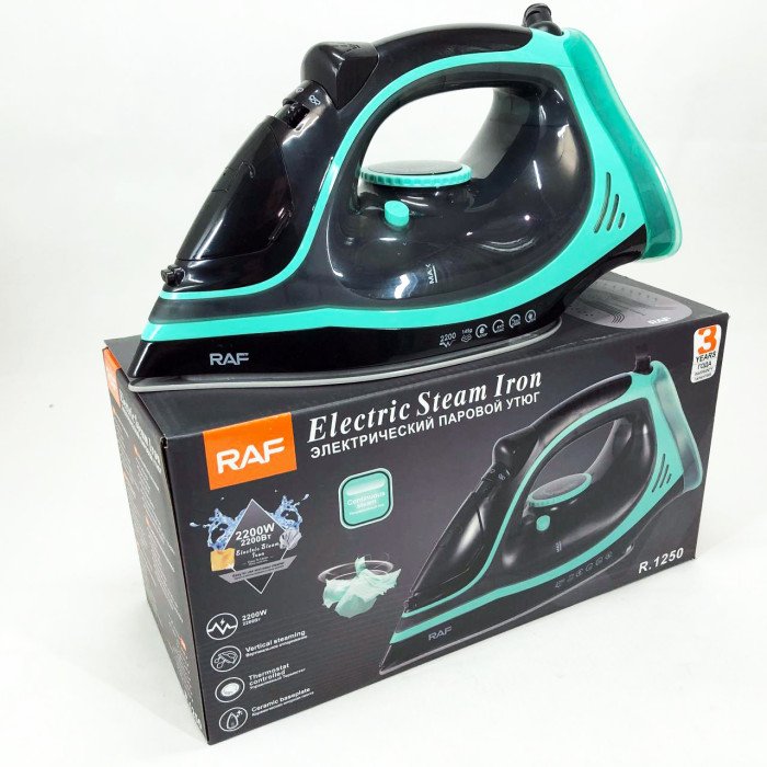 Праска парова RAF R.1250 з керамічною підошвою та функцією самоочищення 2200 Вт. Колір: синій