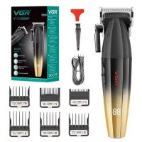 Машинка для стрижки волосся акумуляторна Professional Turbo з різними насадками VGR V-003. Колір: жовтий