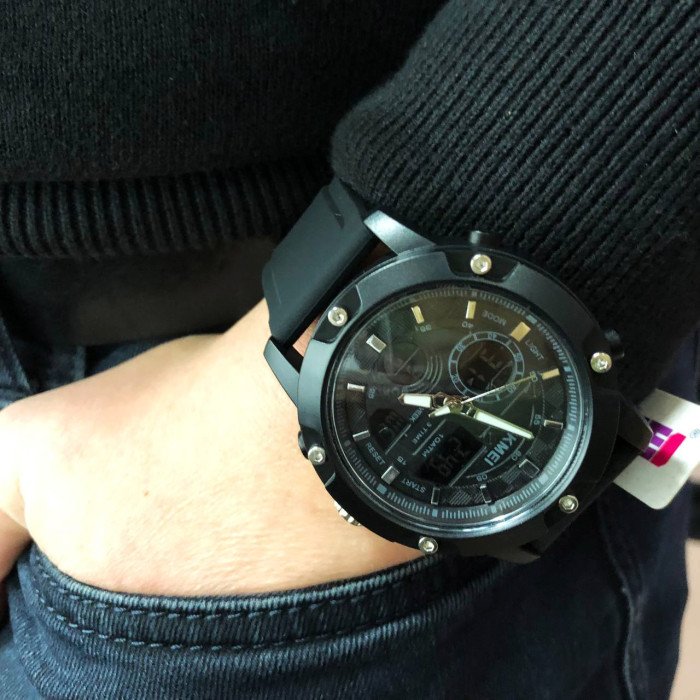 Годинник наручний чоловічий SKMEI 1757BKBK BLACK-BLACK, годинник наручний електронний тактичний. Колір: чорний