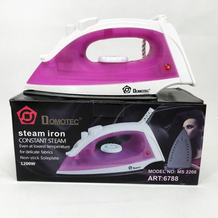 Парова праска з тефлоновим покриттям DOMOTEC MS-2208 1200 Вт, праска для одягу від мережі. Колір: фіолетовий