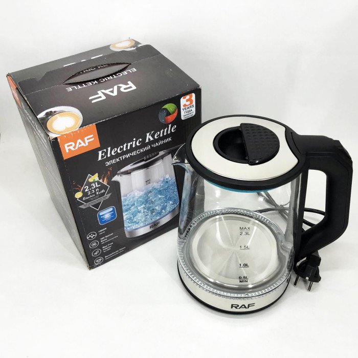 Електричний скляний чайник RAF R.7846, 2.3 л, 2000 Вт