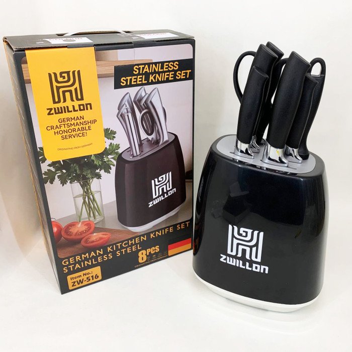 Набір ножів із нержавіючої сталі з основою Rainberg RB-2330 Black