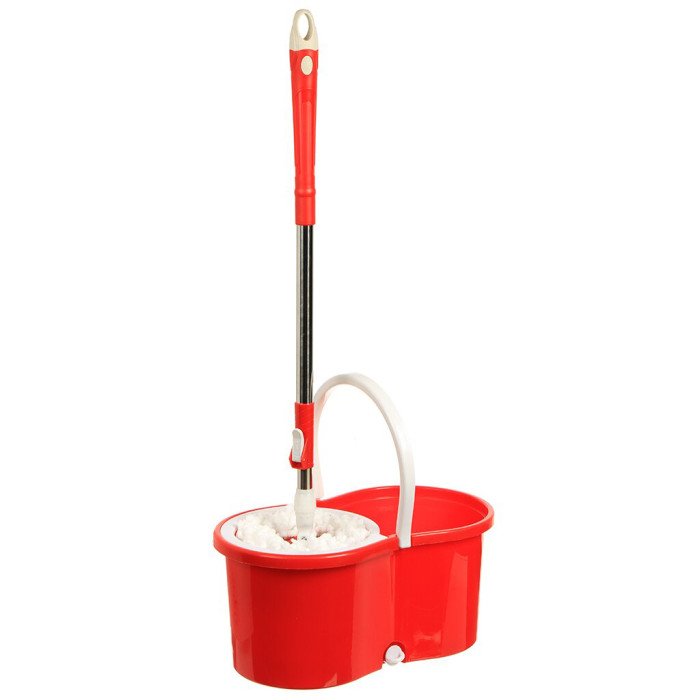 Універсальна швабра з віджимом-центрифугою та відром Easy Mop Кругла Швабра. Колір: червоний