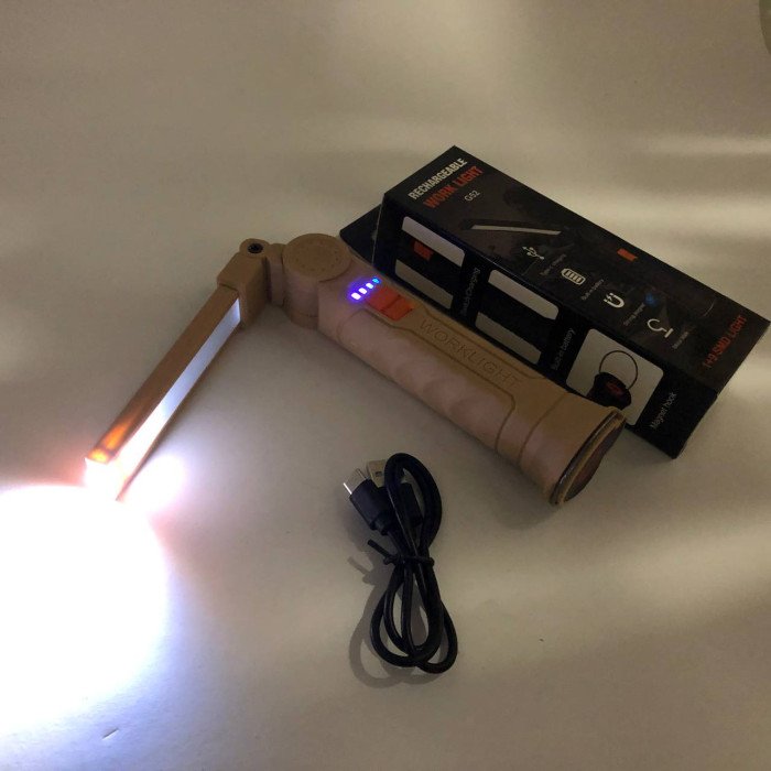 Ліхтар поворотний Worklight G52-LED+COB з магнітом та гаком, Кемпінговий складаний ліхтар