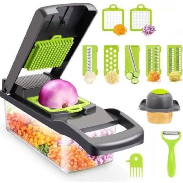 Овочерізка подрібнювач 14 в 1 ситечко для яєць та ніж для очищення овочів Veggie Slicer мультислайсер
