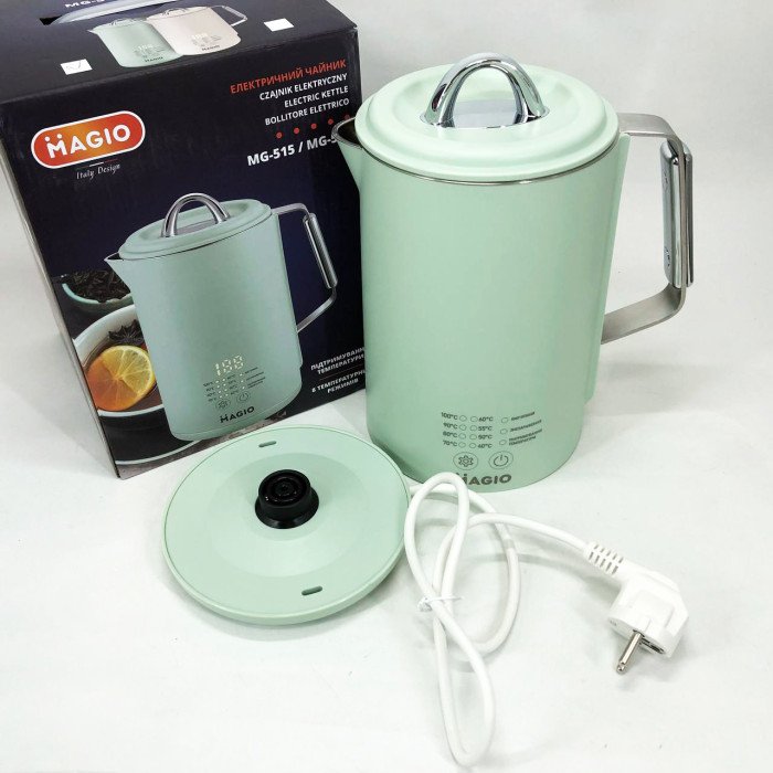 Електрочайник Magio MG-515, 1.5 л, 1500 Вт, з подвійними стінками та регулюванням температури