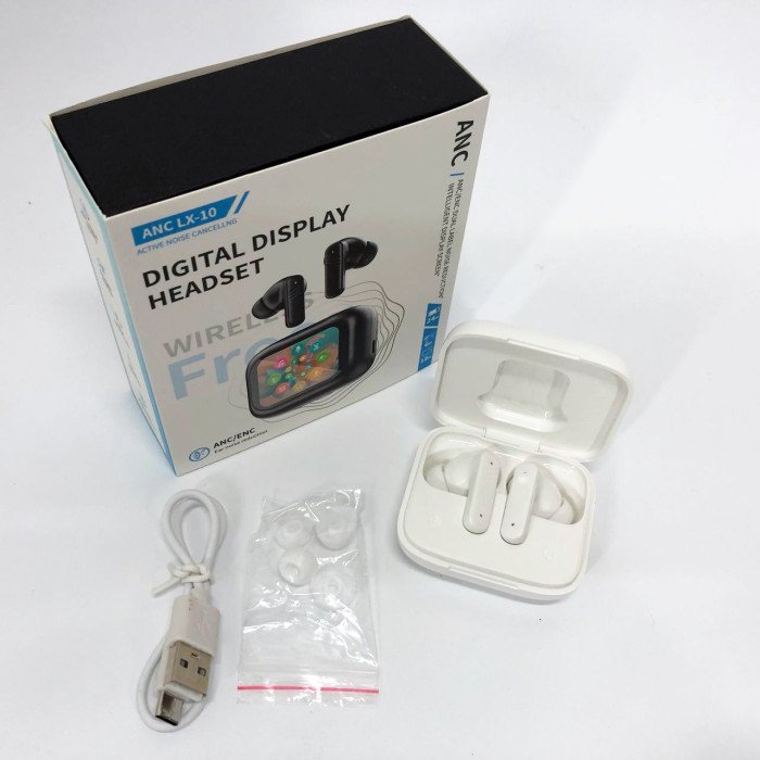 Навушники бездротові LX-10 TWS Earbuds з LED дисплеєм, Bluetooth гарнітури, Вакуумні навушники. Колір: білий