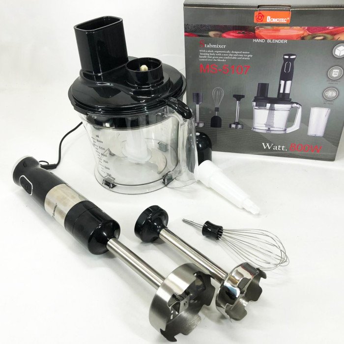 Блендер заглибний багатофункціональний 6-в-1 Domotec MS-5107 800 Вт, Потужний блендер для дому