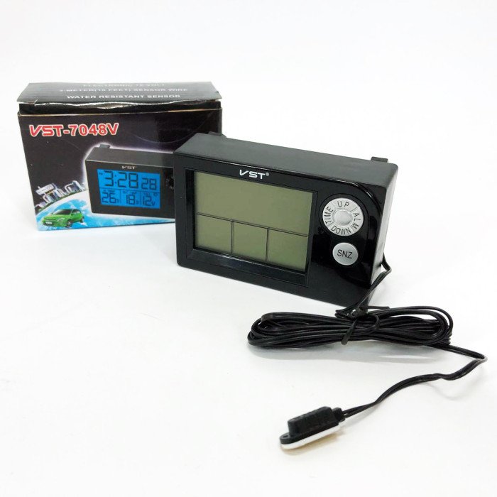 Годинник автомобільний електронні автогодинник VST-7048V для ВАЗ з вольтметром, температурою