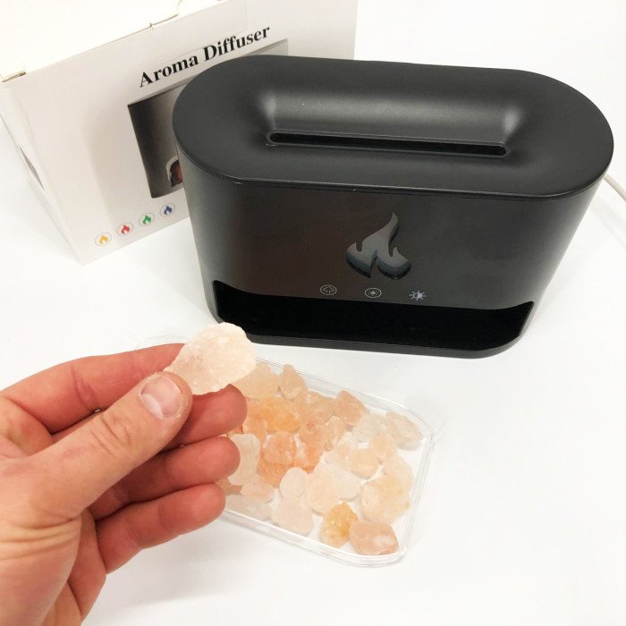 Лампа зволожувач повітря Docsal Flame 3 в 1 з соляним камінням, Портативний зволожувач повітря лампа