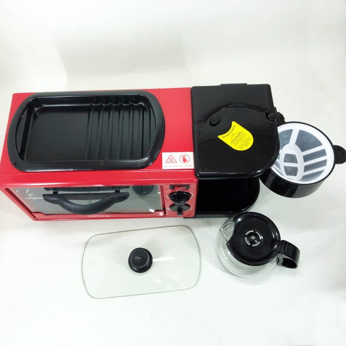 Електрична піч для сніданку 3в1 Rainberg RB-2286R 3800 Вт (піч, кавоварка, поверхня для смаження)