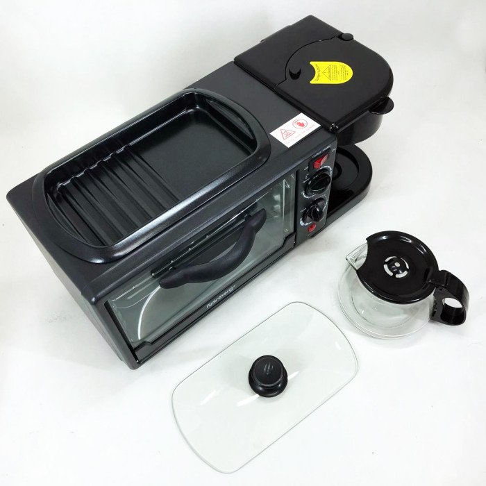 Електрична піч для сніданку 3в1 Rainberg RB-2286B 3800 Вт (піч, кавоварка, поверхня для смаження)