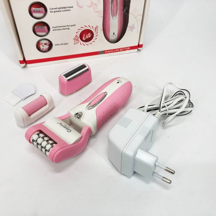 Епілятор депілятор жіночий електричний бездротовий + триммер + пемза 3 в 1 Gemei GM-3052
