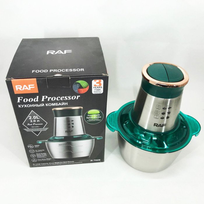 Кухонний комбайн RAF R.7029 електричний блендер м'ясорубка подрібнювач 1000 Вт 2л, Потужний блендер