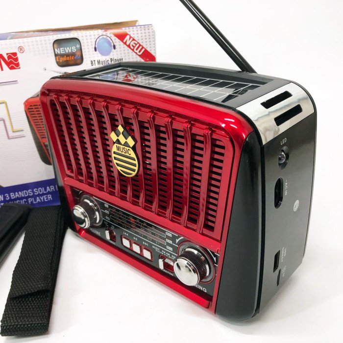 Радіоприймач акумуляторний Golon RX-456 із сонячною панеллю, Радіо приймач. Колір: червоний