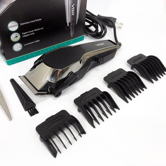 Машинка для стрижки VGR V-130 провідна професійна з насадками для окантовки триммер для волосся