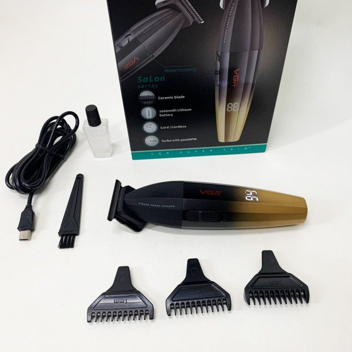 Машинка для стрижки волосся VGR V-906 тример для окантовки та стрижки бороди. Колір: жовтий