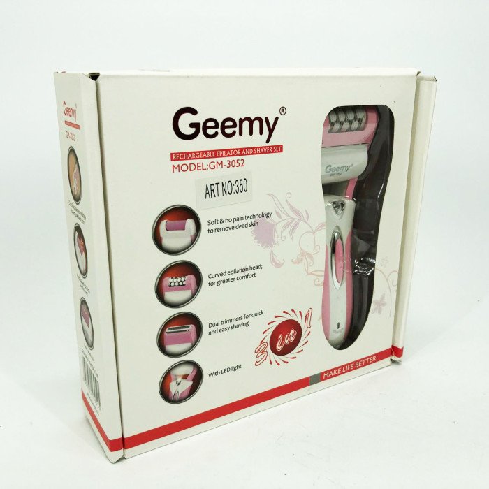 Епілятор депілятор жіночий електричний бездротовий + триммер + пемза 3 в 1 Gemei GM-3052