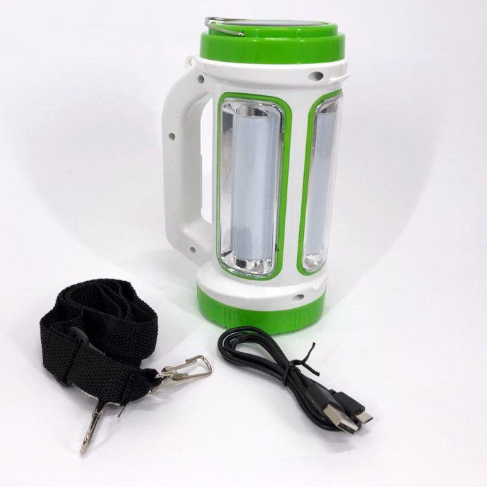 Ліхтар кемпінговий із сонячною панеллю 5158-LED-COB power bank, переносний ліхтар. Колір: зелений