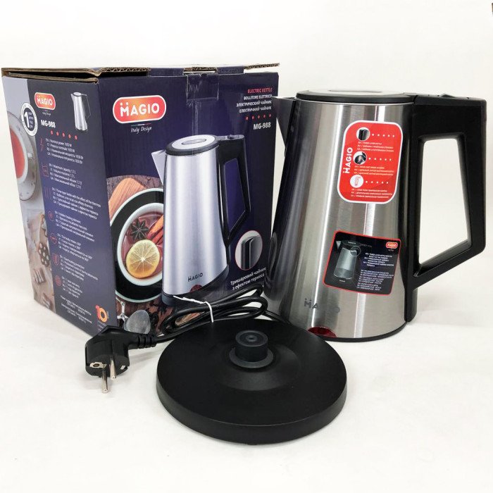 Електрочайник MAGIO MG-988, гарний електричний чайник, тихий електричний чайник, безшумний чайник