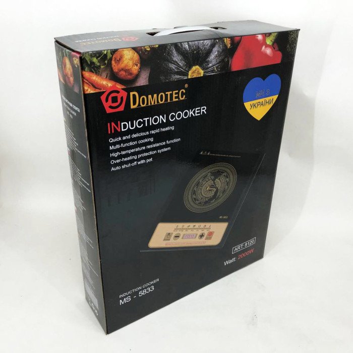 Настільна плита Domotec MS-5833 Однокомфортна Індукційна, електроплита 2000 Вт, плита домашня