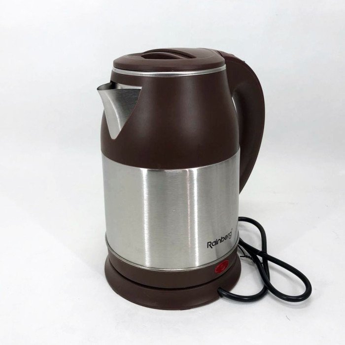 Електрочайник Rainberg RB-808 2 л нержавіюча сталь, тихий електрочайник гарний. Колір: коричневий