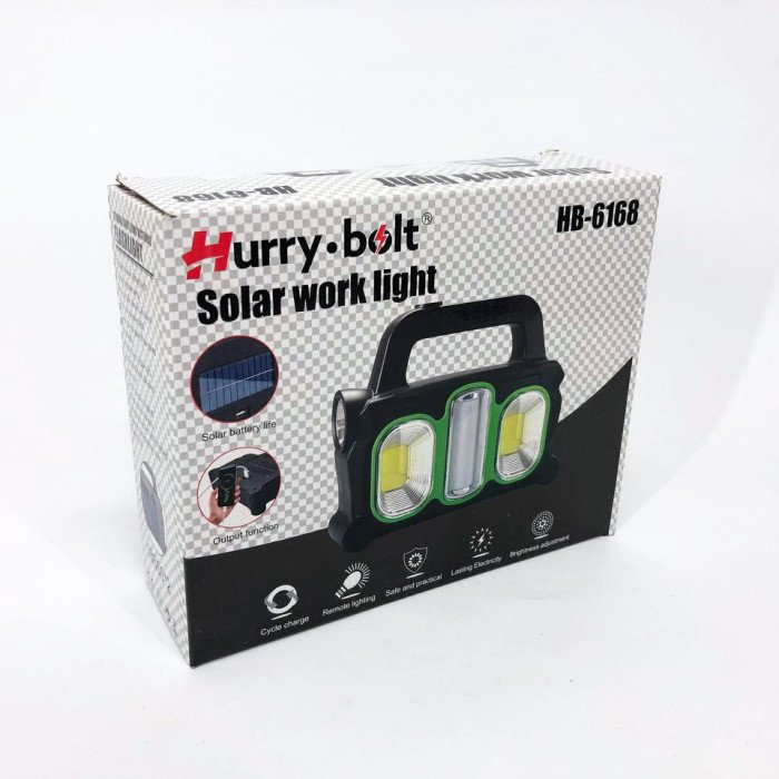 Ліхтар ручний на сонячній батареї 3в1 HB-6168-LED+2COB з боковою лампою, 3 режими з функцією Power Bank