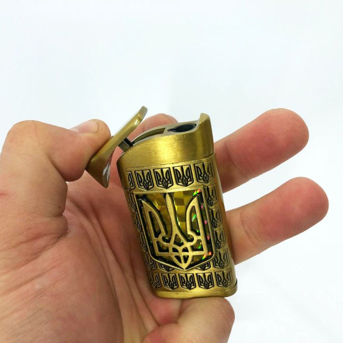 Турбо запальничка Герб України на ЖОВТОМУ тлі, запальничка сувенірна подарункова 319