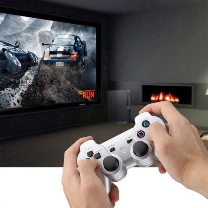Бездротовий ігровий геймпад Doubleshock PS3/PC акумуляторний джойстик з функцією вібрації. Колір: білий
