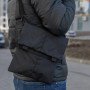 Чоловіча сумка чорна тканинна, Чоловіча сумка через плече шкіра, Сумка для прихованого носіння пістолета