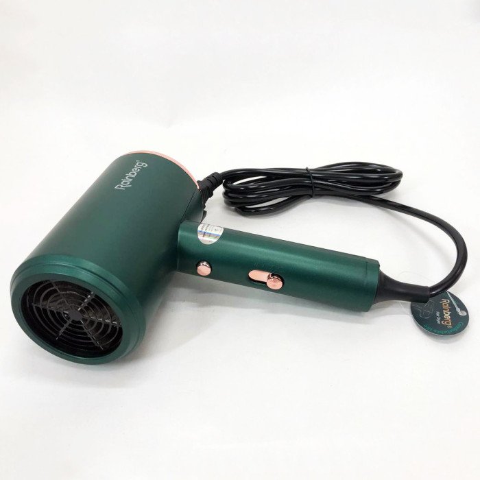 Фен Rainberg RB-2212 8800 W з регуляцією температури та швидкості для сушіння та укладання волосся. Колір: зелений