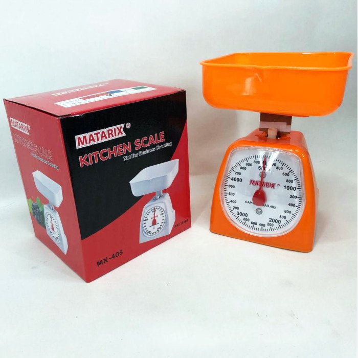 Ваги кухонні механічні MATARIX MX-405 5 кг, Ваги для кухні для продуктів. Колір: оранжевий