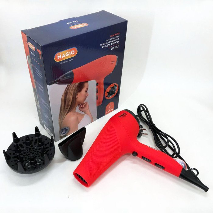 Фен MAGIO MG-152, Фен з іонізацією, Фен для волосся з режимами, Фен для волосся з насадками