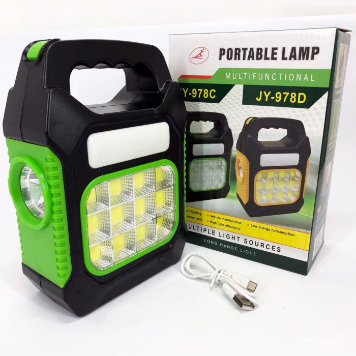 Ліхтар переносний JY-978D-LED+12COB, power bank, ліхтар світлодіодний прожектор. Колір: зелений