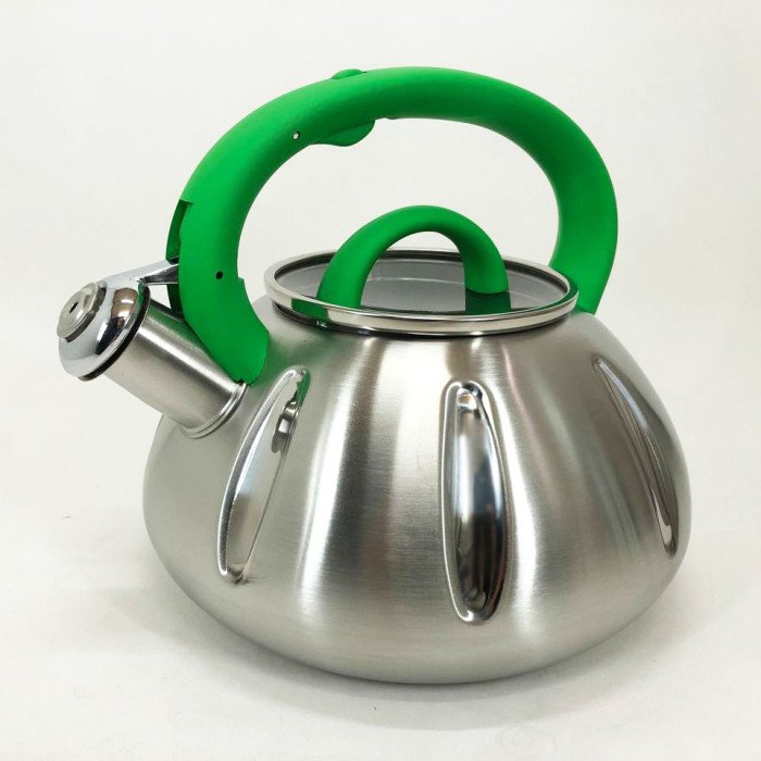 Чайник із свистком Unique UN-5303 кухонний на 3 літри, Чайник нержавіючий зі свистком. Колір: зелений