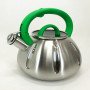 Чайник із свистком Unique UN-5303 кухонний на 3 літри, Чайник нержавіючий зі свистком. Колір: зелений