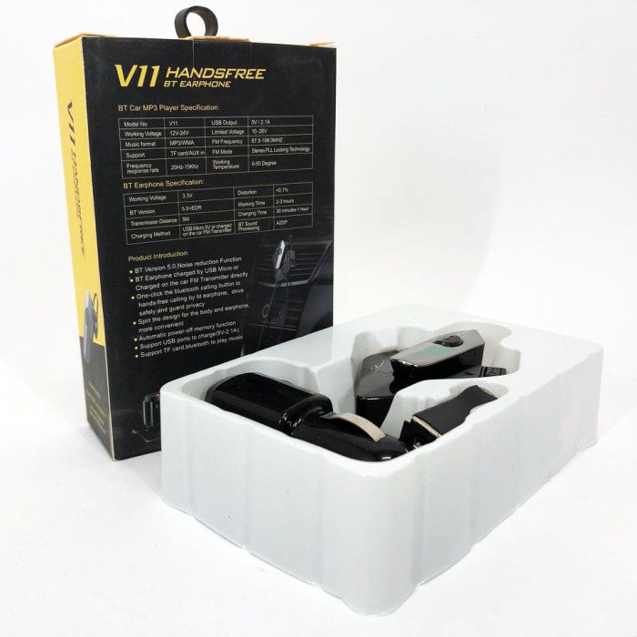 Трансмітер FM V11 BT з Bluetooth гарнітурою модулятор, блютуз фм передавач для автомагнітоли