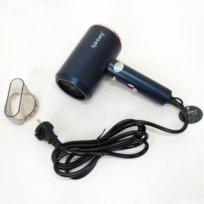 Фен Rainberg RB-2212 8800 W з регуляцією температури та швидкості для сушіння та укладання волосся. Колір: синій
