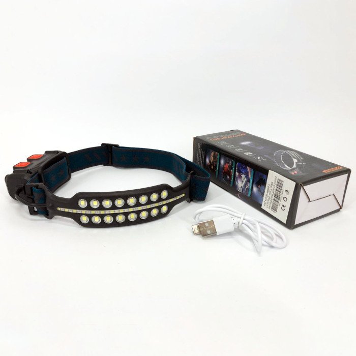 Ліхтар налобний Bailong BL W690-2 акумуляторний з датчиком руху та червоним світлом