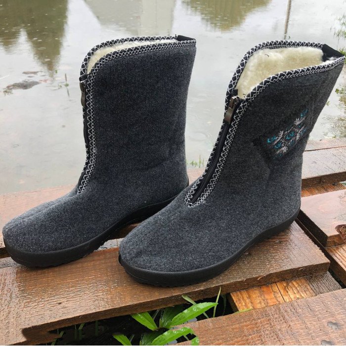 Жіночі чоботи. Розмір 38. Хутряні, високі, утеплені, Бурки повстяні жіночі, Бурки для дому