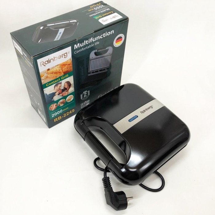 Гриль притискний Rainberg RB-2249, домашній гриль для шаурми, електрогриль для стейків