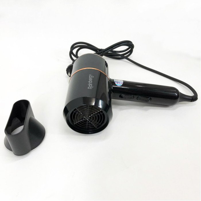 Фен для укладання та сушіння волосся Rainberg RB-2211 + насадка-концентратор, професійний фен. Колір: чорний