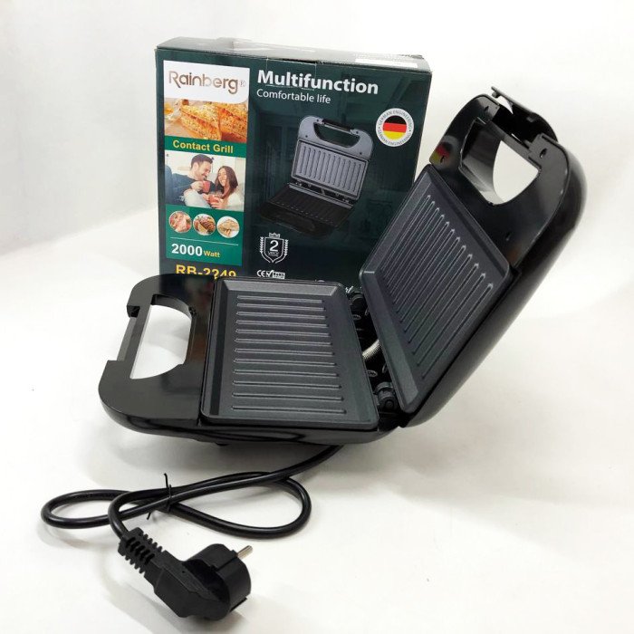 Гриль притискний Rainberg RB-2249, домашній гриль для шаурми, електрогриль для стейків