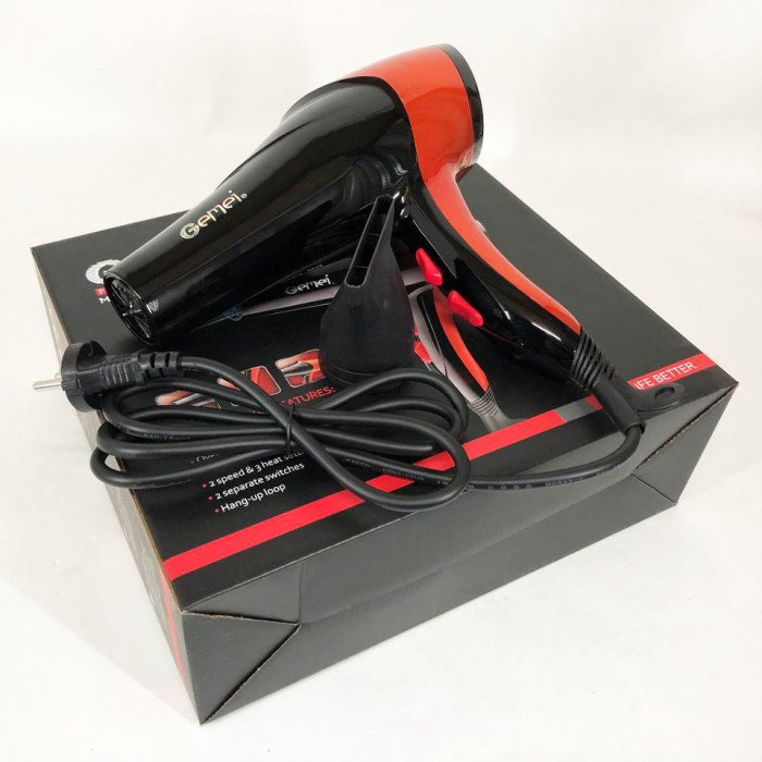 Фен GEMEI GM-1766 2.6 кВт АС, фен для голови, жіночий фен для волосся, фен сушка. Колір: помаранчевий