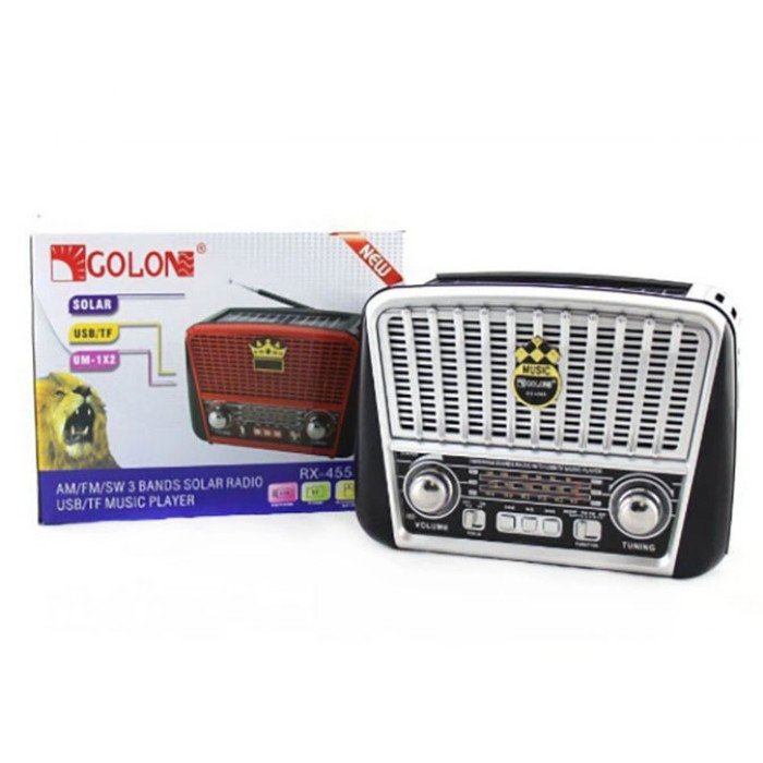 Радіоприймач Golon RX-455S USB / акумулятор сонячна панель FM радіо з mp3 програвачем. Колір: Сірий