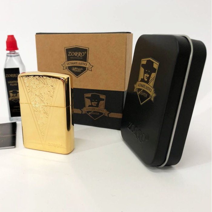 Запальничка бензинова Zorro HL-366, запальничка на день народження, вітрозахисна запальничка. Колір: золотий
