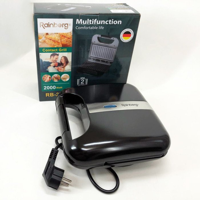 Гриль притискний Rainberg RB-2249, домашній гриль для шаурми, електрогриль для стейків