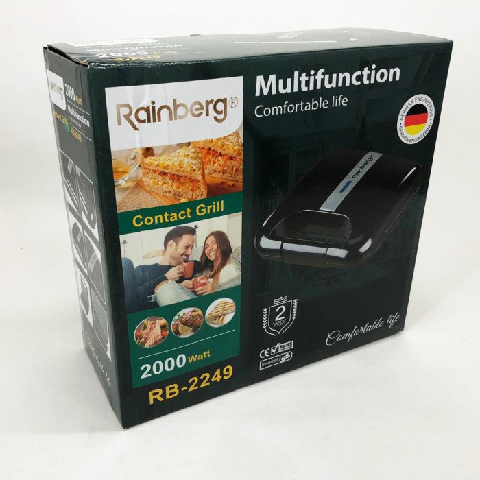 Гриль притискний Rainberg RB-2249, домашній гриль для шаурми, електрогриль для стейків